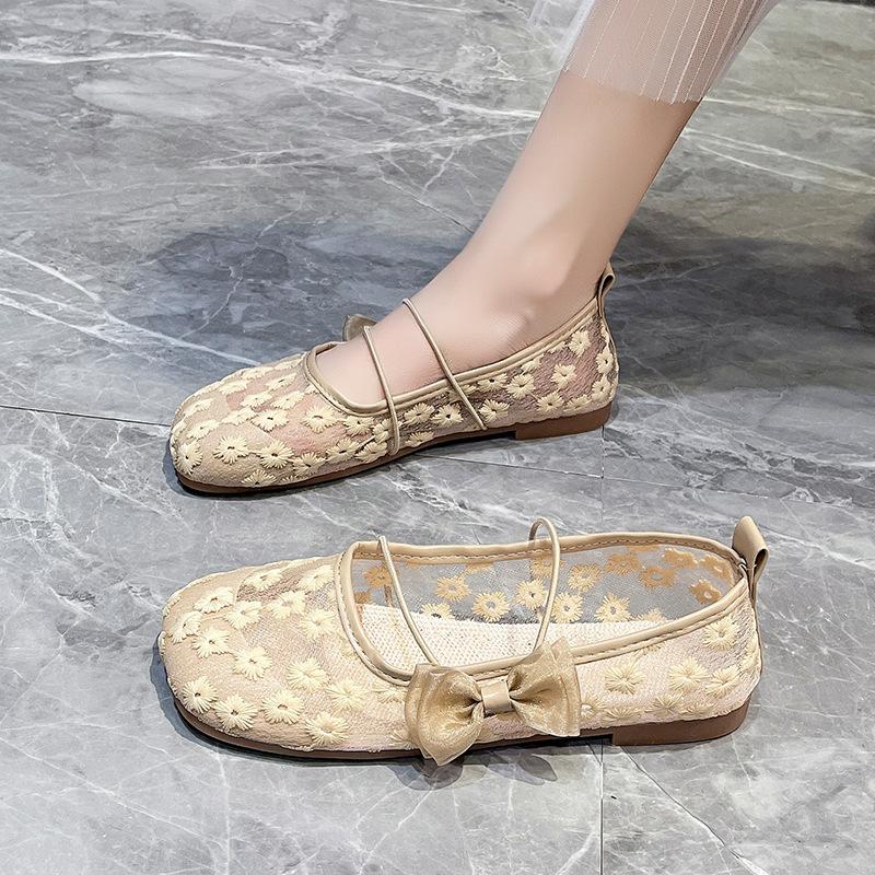Mesh Breathable Doudou Shoes Women's 2025 Spring and Summer New One-pedal Mary Jane Shoes Soft-soled Versatile Flat-soled Single Shoes