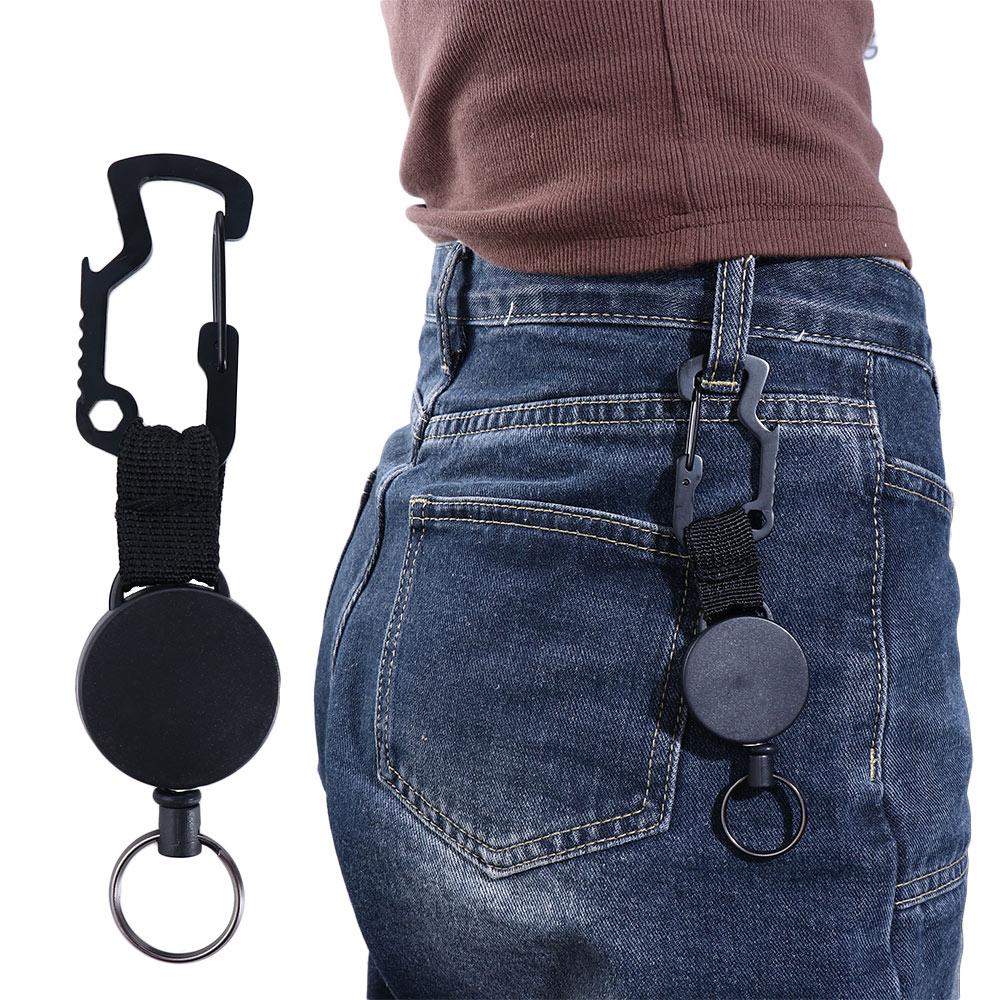 Opener Carabiner Retractable Office Supplies Badge Holder Clip Keychain Key Ring Clips Badge Reel