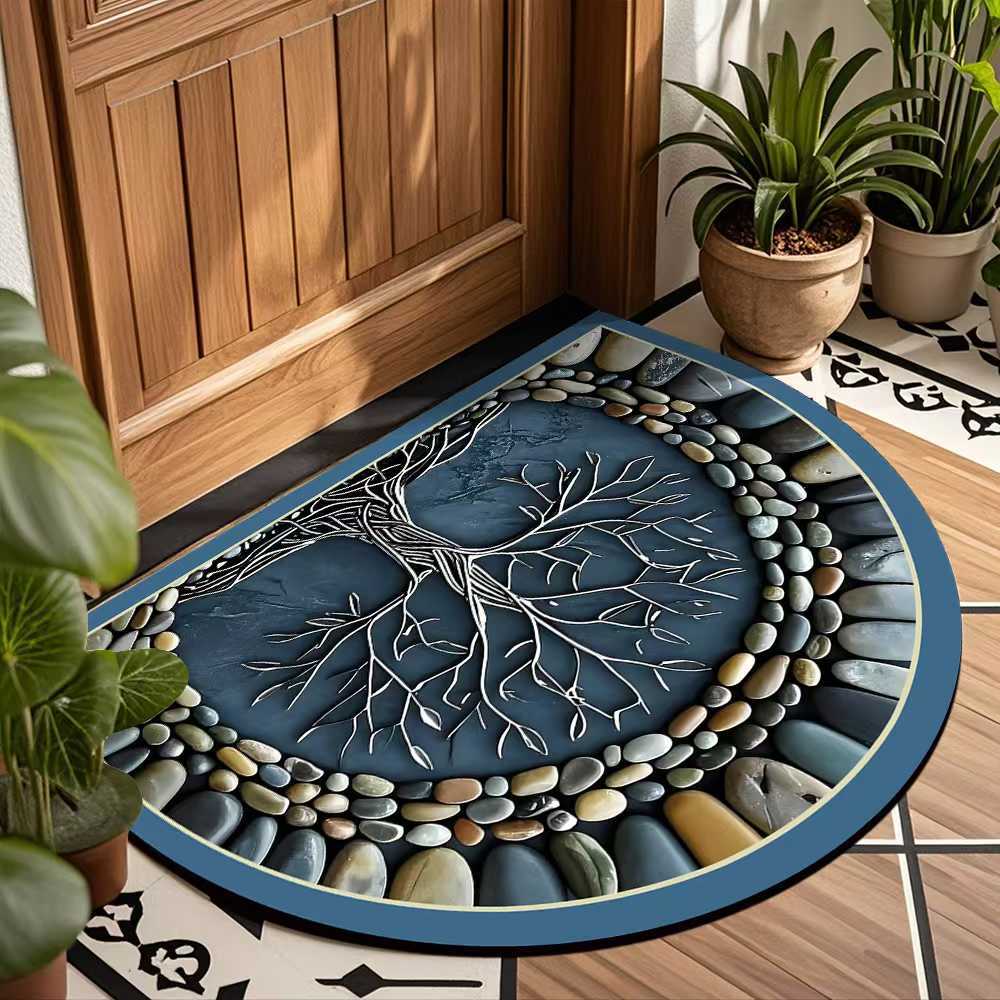 Винтажный каменный ковер-полукруг Удобный придверный коврик для помещений/улицы Противоскользящий кухонный коврик Домашний декор