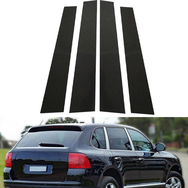 4 шт. наклейки на столбы автомобиля для Porsche Cayenne 9PA Chassis E1 2003-2008 2009 2010 авто карбоновые черные дверные оконные накладки