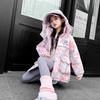 Girls' Hooded Down Jacket Winter Plus Cotton Thick Padded Jacket Fashion Color Matching Padded Jacket