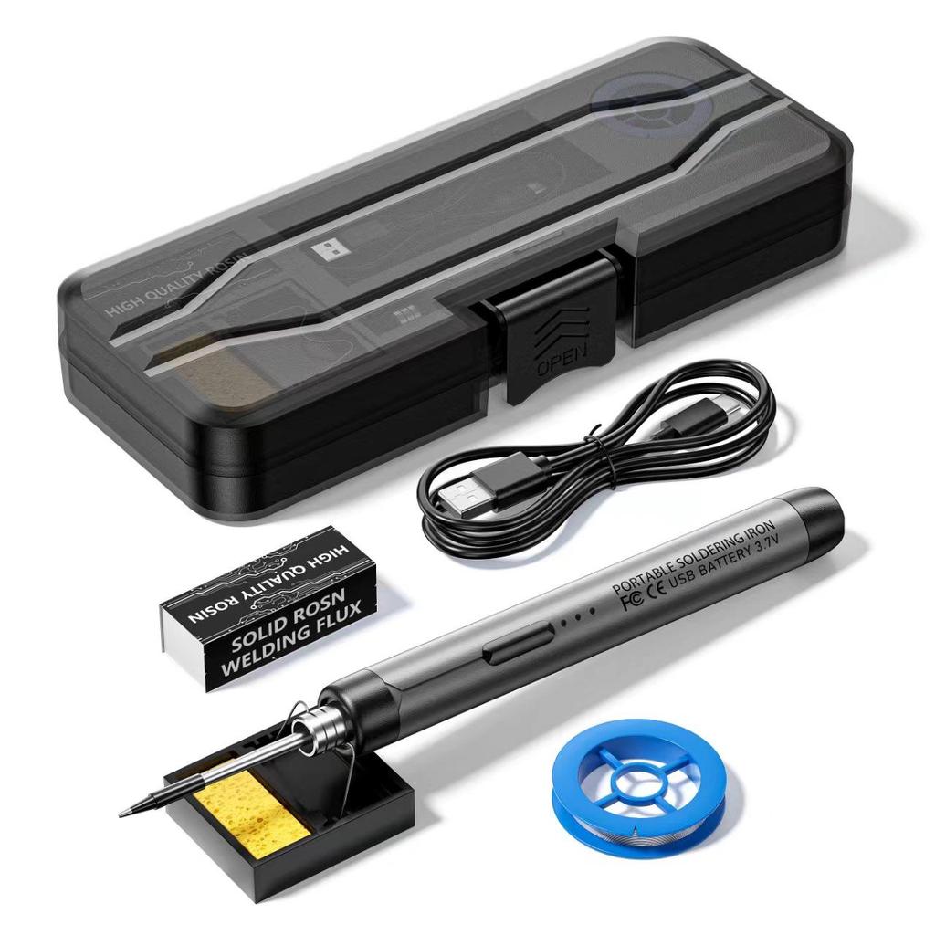 Wireless USB Rechargeable Soldering Iron with Internal Heating and Battery, Hot Stamping, Smoke Code Set