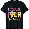 Детская футболка на 4-й день рождения для девочек с мороженым I Scream Four(1)