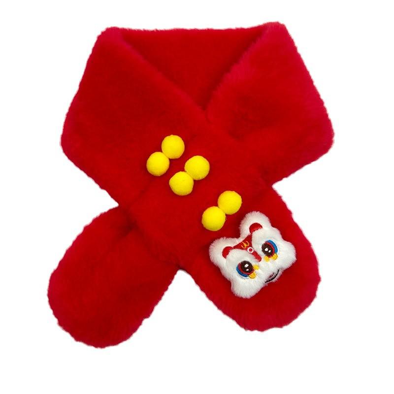 Children's Festive Winter Scarf - Warm, Thick Chinese Style Neck Gaiter for Boys and Girls
