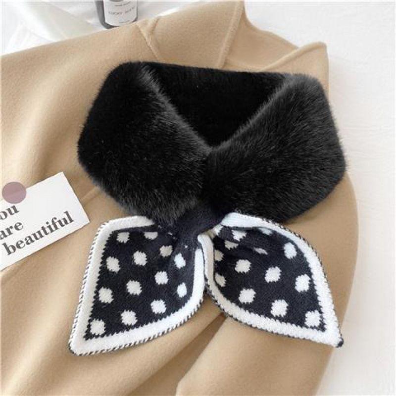 Scarf Women's Autumn and Winter Plush Cross Scarf To Keep Warm Imitation Rex Rabbit Fluffy Scarf