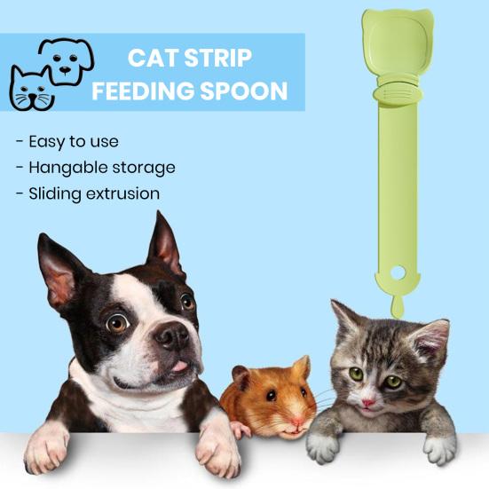 Cat Strip Feeder Clean Spoon Easy Squeeze with Card Slot Prevent Wasting Cat Treat Bars Squeezer Cereal Dispenser