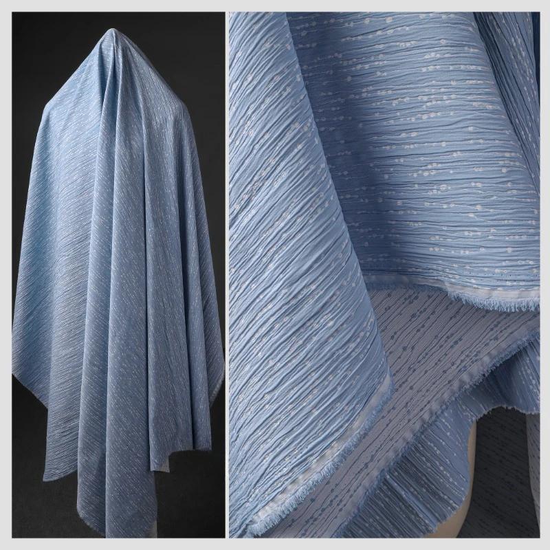 100x140cm Jacquard Dotted Cotton Linen Fabric Micro Pleated 3D Line Art Half Skirt Jacket Apparel Design DIY Cloth for Sewing