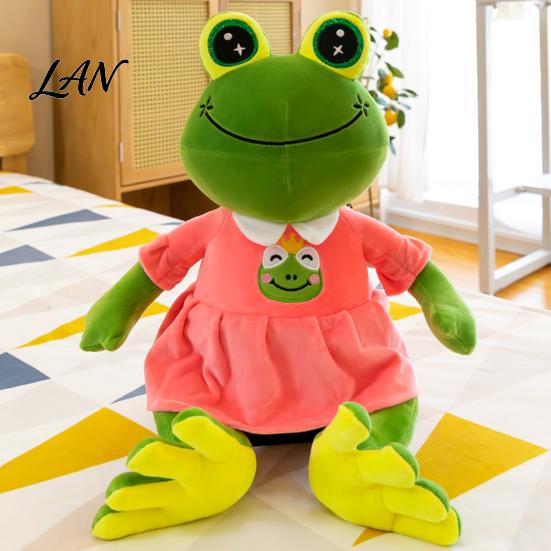 Frog Plush Toy Prince Princess Toy, Cute Stuffed Animal with Striped Shirt/Skirt, Doll Soft Pillow for Bedroom, Birthday Gift Kids Lovers Sparkly Eye
