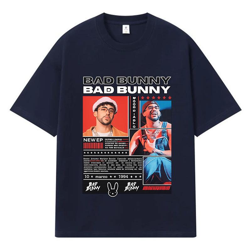 2026 Bad Bunny Графическая футболка Streetwear Y2k Harajuku Одежда 100% Хлопок Футболка Повседневная Оверсайз Летняя Мужская Футболка