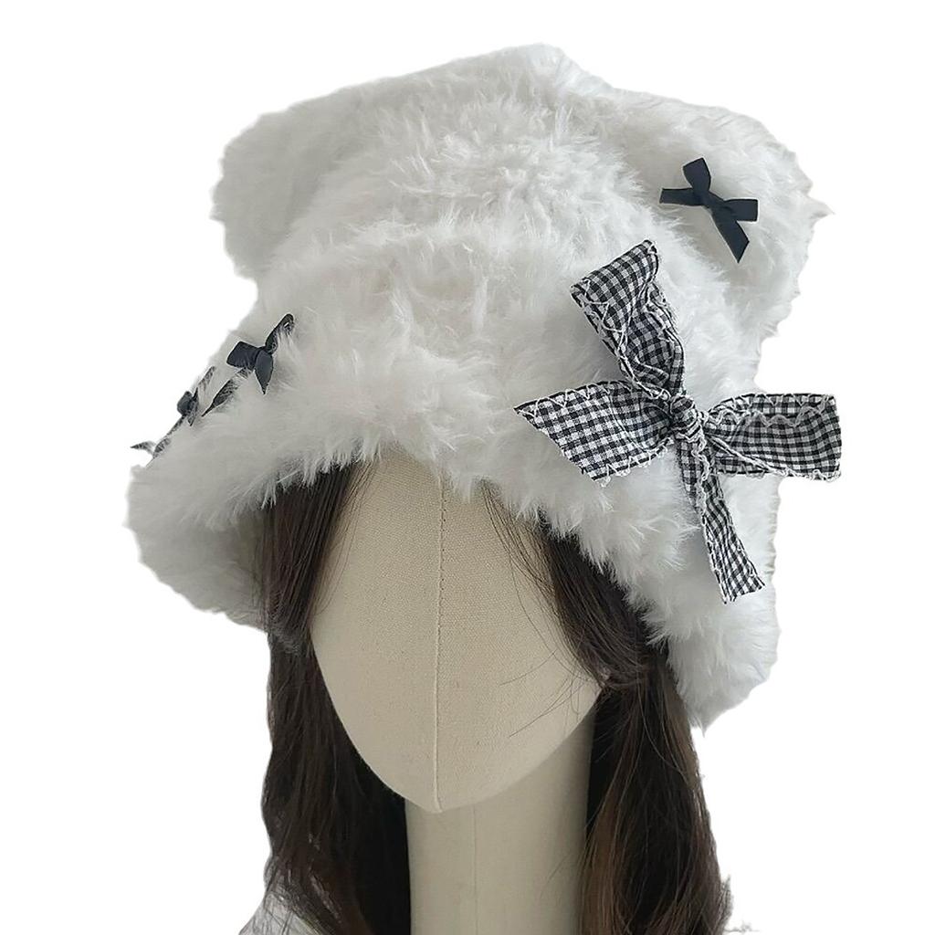 Cute Girls Bowknot Bear Ear Earflap Beanie Windproof Trapper Hat Ear Protector Hat Adult Winter Cycling Skiing Supplies