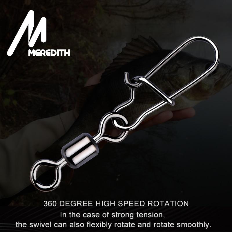 MEREDITH 50 шт., аксессуары для рыбалки на щуку, соединительный штифт, подшипник, вертлюг из нержавеющей стали, рыболовный крючок, приманка, вертлюги, снасти