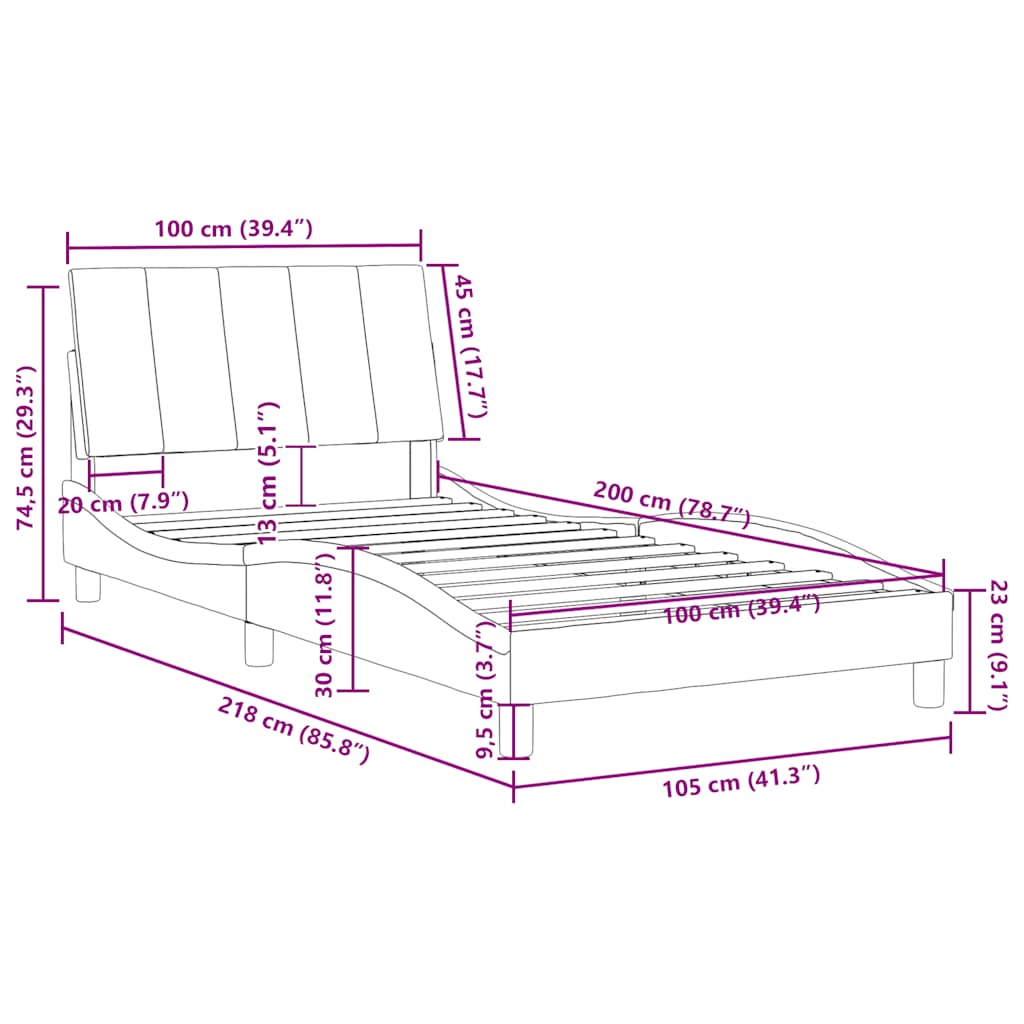 Bed Frame without Mattress Hanko Black 100x200 cm Velvet