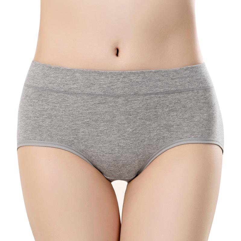 Solid Color Mid-Waist Plus Size Pure Cotton Women's Underwear