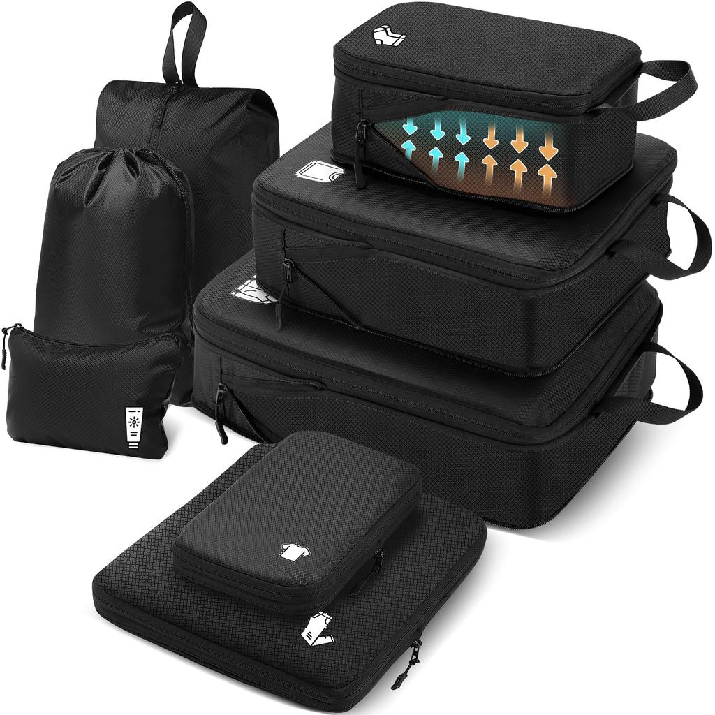 Samfolk Travel Compression Compression Packing Clothes Business Large Small Item Travel Underwear Drawstring Space Saver Bags, 8-Piece Set, Pouches,