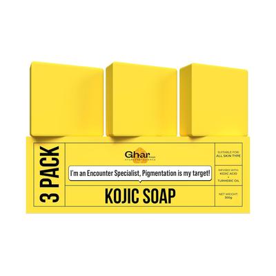 GHAR SOAPS Мыло с койевой кислотой 2% и ниацинамидом против пигментации, темных пятен, для осветления 100 г Упаковка 3 шт.