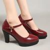 Туфли-лодочки на толстом каблуке с ремешком на щиколотке для женщин 2024 года, офисные туфли на высоком каблуке из искусственной кожи, элегантные женские туфли на платформе Jane Shoes Casual