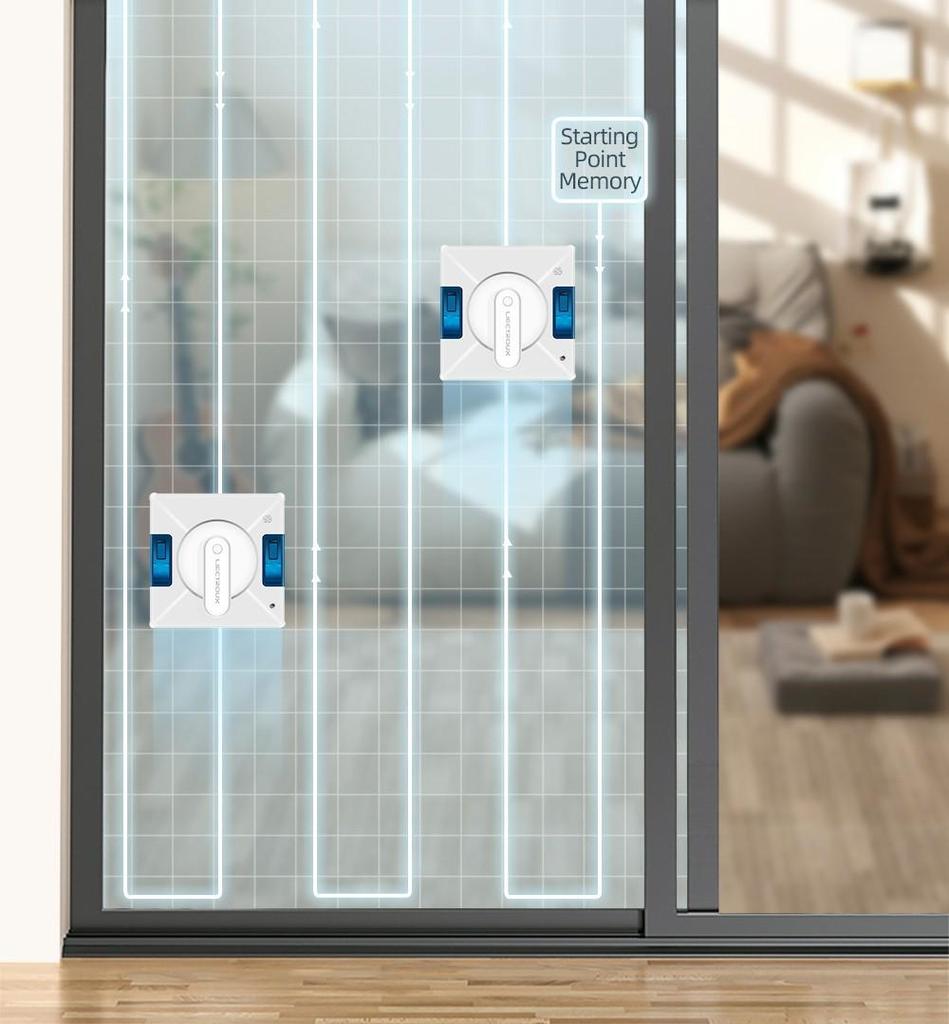 LIECTROUX YW509 Robot Window Cleaner, Double Water Tank, 3000Pa Suction Power, Smart Path Planning, Remote Control