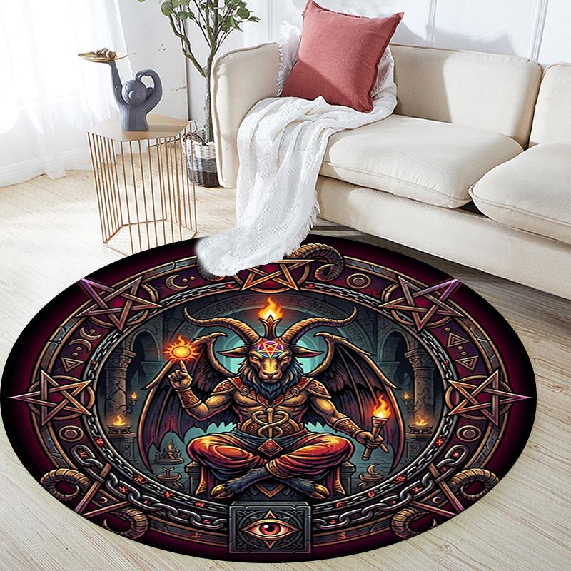 Occult Ritual Symbolism Round Area Rug Under Office Chairs Bedroom Living Room Home Decor
