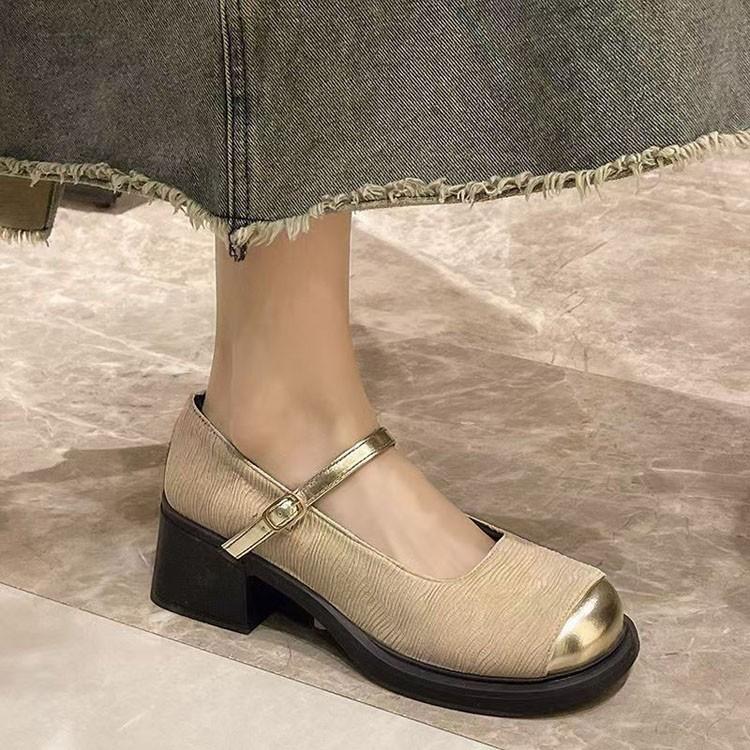 Женские туфли-лодочки Xiaoxiangfeng с квадратным носком, неглубоким вырезом, толстым каблуком, новые весенне-летние 2025 года, с французским темпераментом, феи, на высоком каблуке, Мэри Джейн