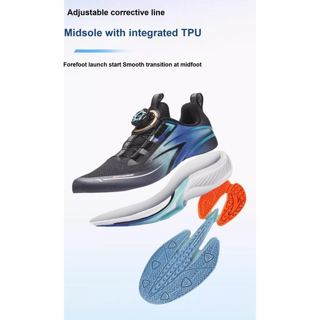 Anta Kids Hailang GT 2.0 Comfortable Versatile Test Exam Non-Slip Wear-Resistant Low-Top Running Shoes Kids Running Shoes Black Blue White 312435592-2