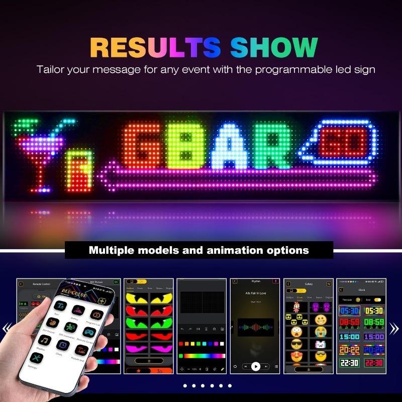 Car LED Sign Bluetooth APP LED Matrix Pixel Panel Night Light DIY Programmable Flexible LED Display For Car Store Hotel Bar