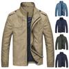 Spring and Autumn Men's Jacket Loose Top Casual Jacket Breathable Lightweight Trench Coat Standing Collar Solid Color Large Casual