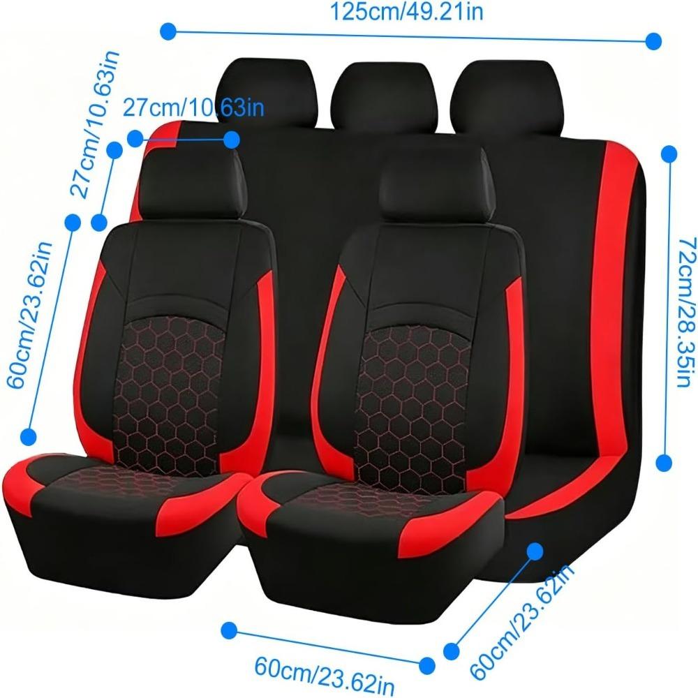 9PCS Split Vehicle Seat Covers with Hooks Auto Seat Protectors Car Seat Covers Front Rear Seats
