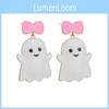 Cute Ghost Bowknot Earrings For Women Charming Halloween Accessories In Alloy Material