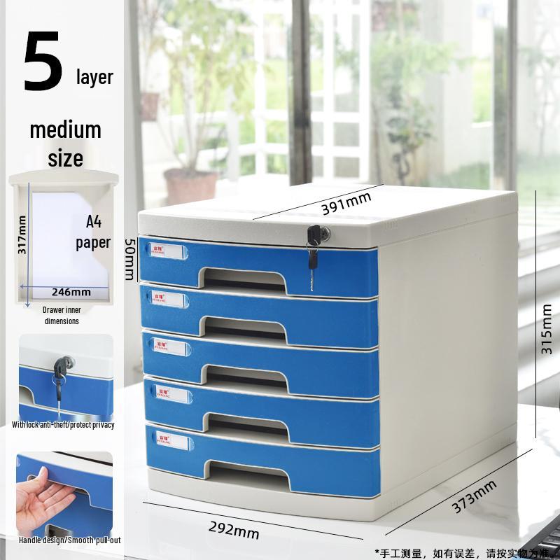 Lockable Multi-Layer A4 File Cabinet Drawer - Plastic Office Storage Box