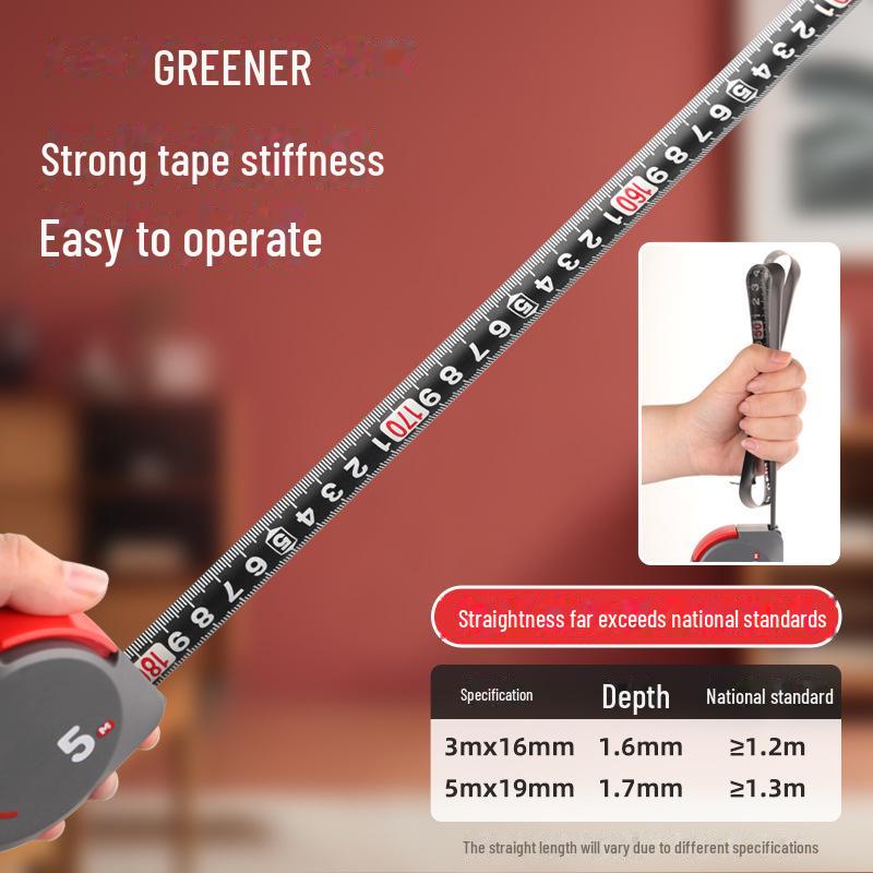 Износостойкая высокоточная рулетка Green Forest - 3 м/5 м Mini, с защитой от порезов