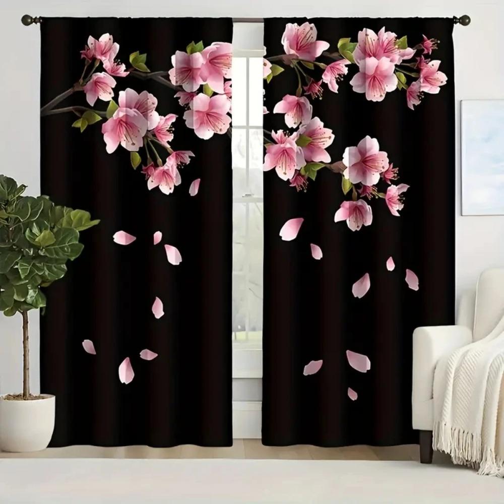 2 шт. Многоцветные яркие шторы с цветочным узором, полузатемняющие шторы, спальня, гостиная, окно, кухня, офис, домашний декор