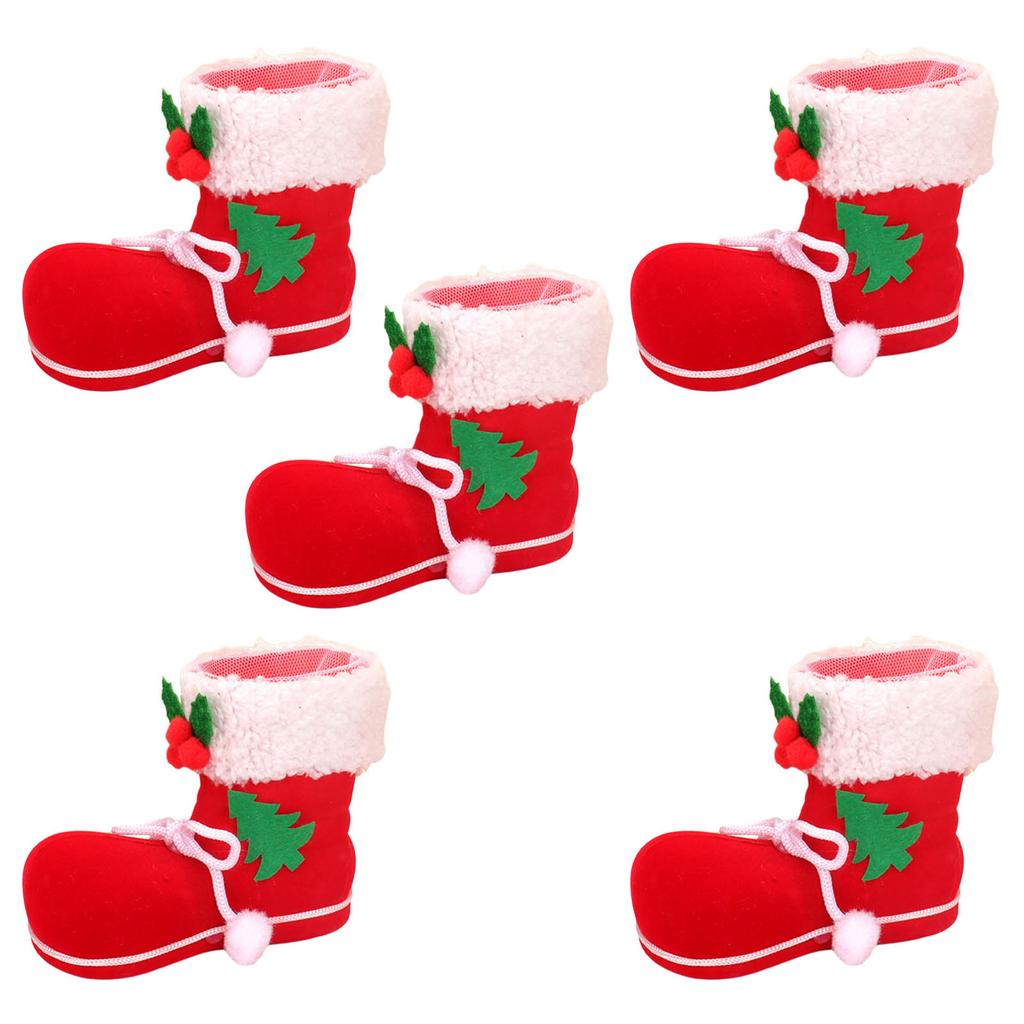 Рождественские сапожки для конфет, подарочный мешок Санты, праздничная коробка для угощений, рождественские елочные украшения, мешочки для конфет