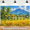 Exotic Tropical Paradise Tapestry Wall Hanging Art Print Mural Background Decor Southeast Asia Harvest Village Scene Palm Tree M