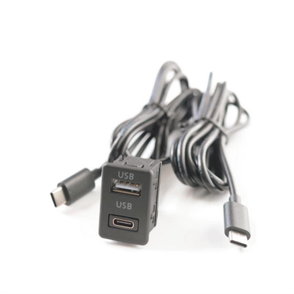Новый 1x Автомобильный Двойной Порт Type-C USB+TYPE-C Панельный Интерфейс Удлинительный Кабель Адаптер Панель