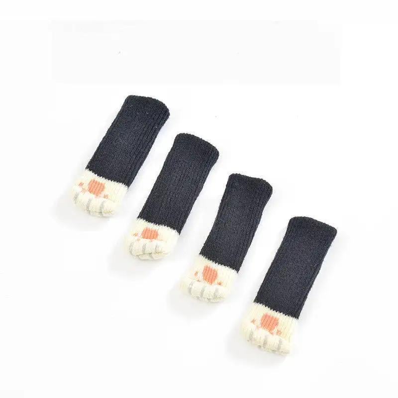 24 шт. милые вязаные носки для мебели с кошачьими лапками, нескользящие чехлы для ножек стульев, защитные накладки на пол, накладки на ножки стола, квадратные и круглые