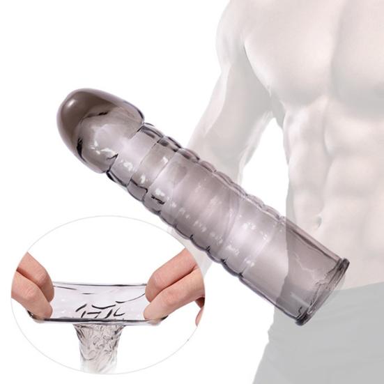 Penis Extender Reusable Sexual Stimulation Silicone Sex Condom Delay Sleeve for Couple