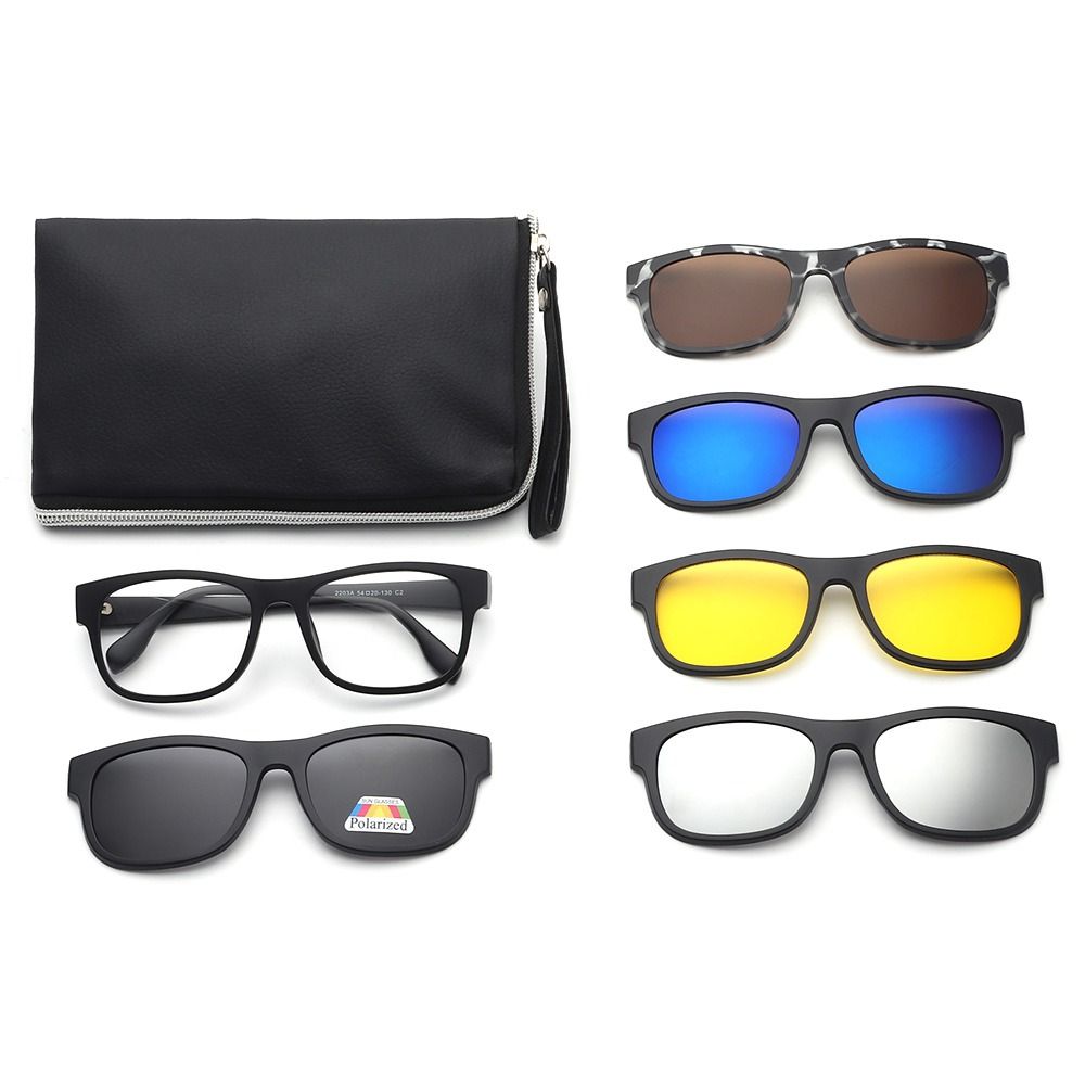 UV400 Protection Polarized Magnetic Clip On Sunglasses Cycling/Driving Black Glasses Frame with Sunglasses Clip7