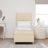 LED Upholstered Bed with Headboard Cream 80 x 200 cm Fabric