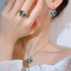 Direct Supply Emerald Butterfly Set Women'S S Silver Needle Earrings Necklace Ring Light Luxury
