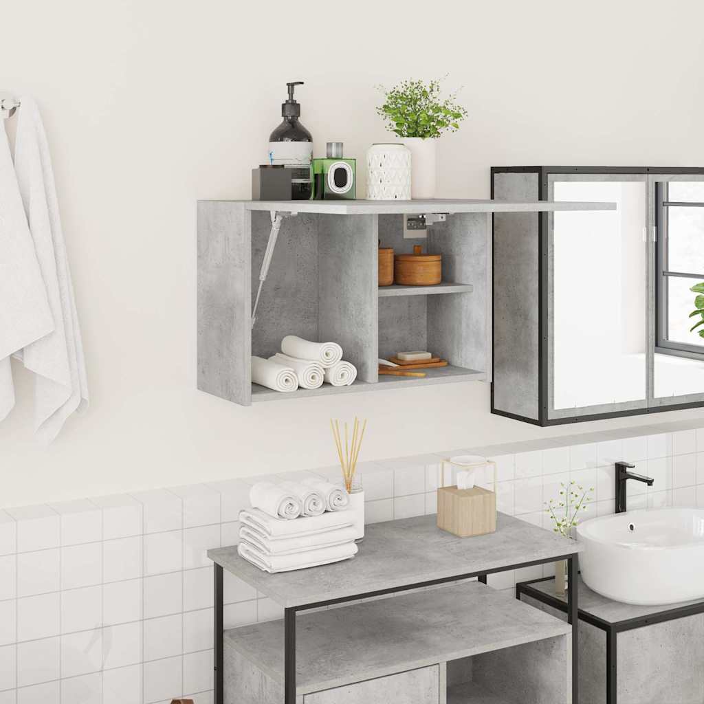 Bathroom Wall Cabinet Concrete Grey 60 x 25 x 40 cm Wood Based Panel