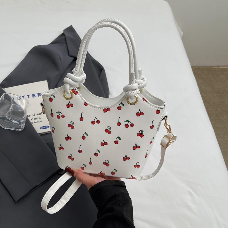 Новая модная женская сумочка, модная сумка-тоут с вишней, нишевая сумка на плечо с принтом и текстурой, сумка подмышку