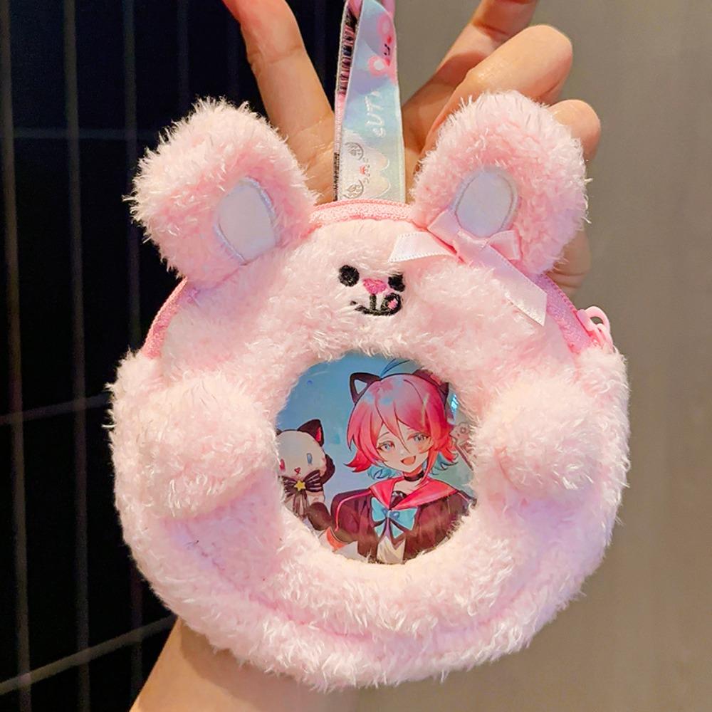 Kawaii Badge Display Plush Pendant Fluffy Plush Coin Purse Transparent Badge Ita Bag  Goods Display