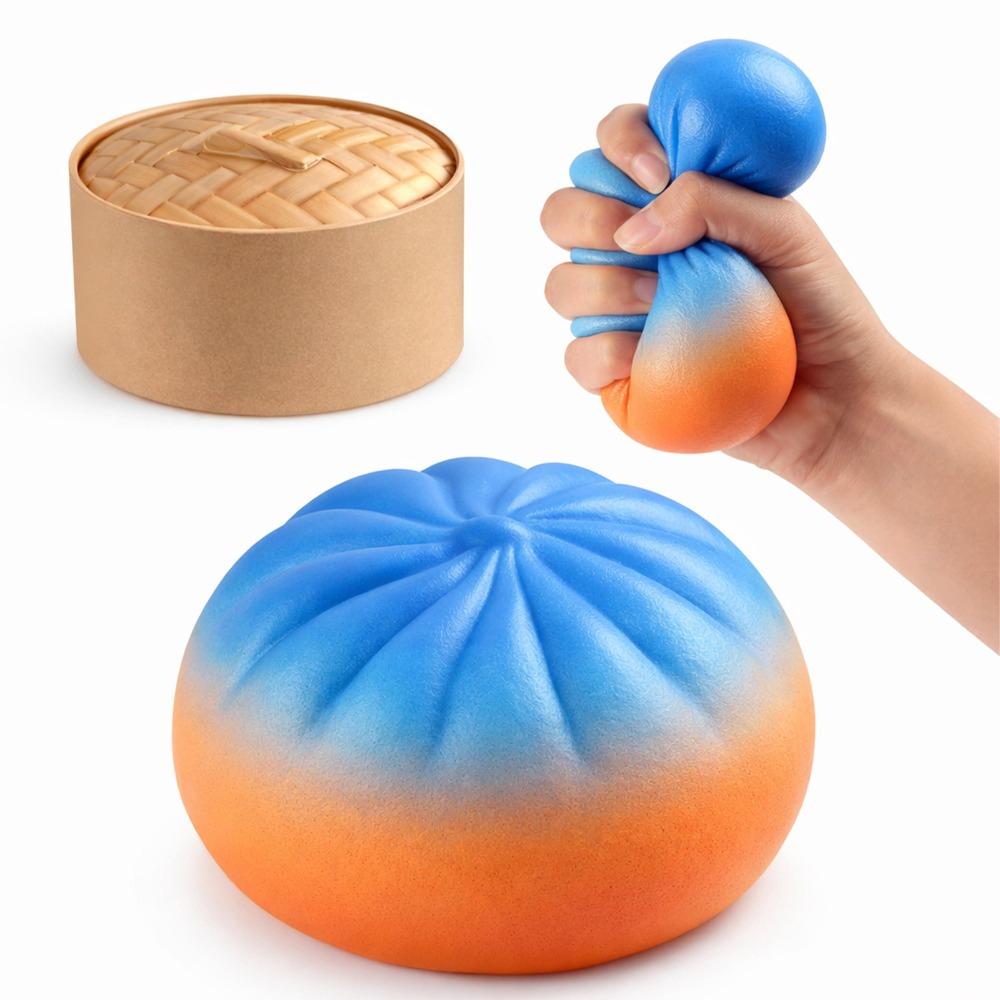 Rainbow Color Steamed Bun Squeeze Toy Soft Cute Fidget Sensory Toy Children Gift