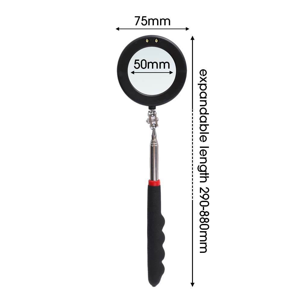 360° Rotatable Inspection Mirror LED Light Telescopic Handle Detection Mirror Repair Tool Automotive Repair Auxiliary Lighting