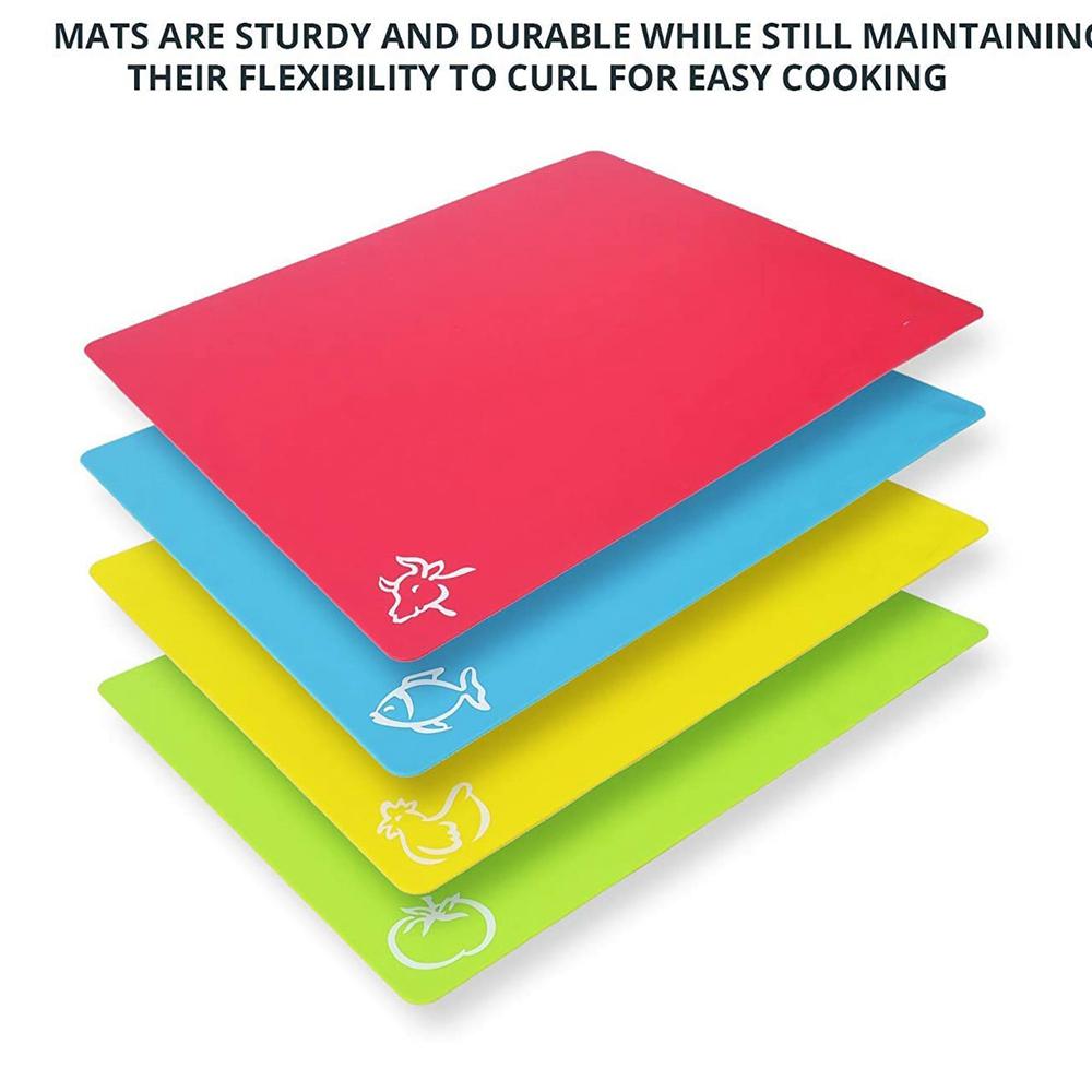 Гибкие Нескользящие Нарезные Доски с Иконками Еды Разделочные Доски Кухонные Инструменты Набор Разделочных Досок