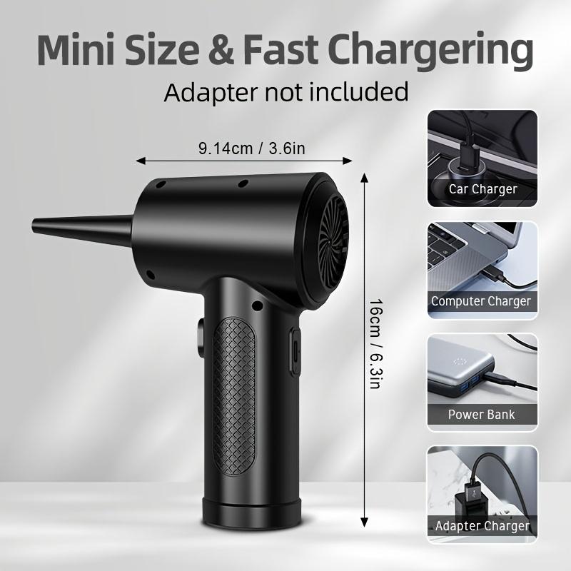 Compressed Air Dust Collector - Mini Hair Dryer - Keyboard Cleaner - 51000Turn/Minutes - Refillable Air Canister - 2000mAhRechar