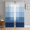 Stripes Gradient Blue Sheer Curtains for Living Room Decoration Window Curtains for Kitchen Tulle Voile Organza Curtains