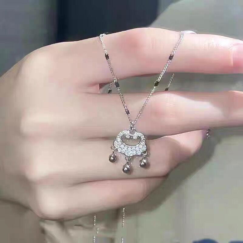 Ожерелье с замком безопасности и бриллиантами для женщин, желанная удача, национальный стиль, благословение, дизайн, чувство, ключичная цепочка, кулон, подарок девушке