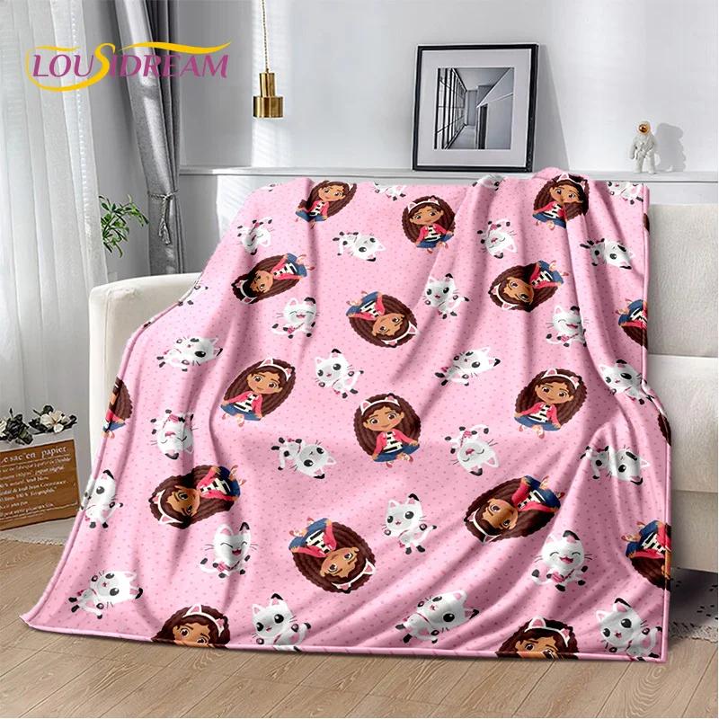 Cute Gabbys Dollhouse Cartoon Blanket,Soft Throw Blanket for Home Bedroom Bed Sofa Picnic Travel Office Rest Cover Blanket Gift