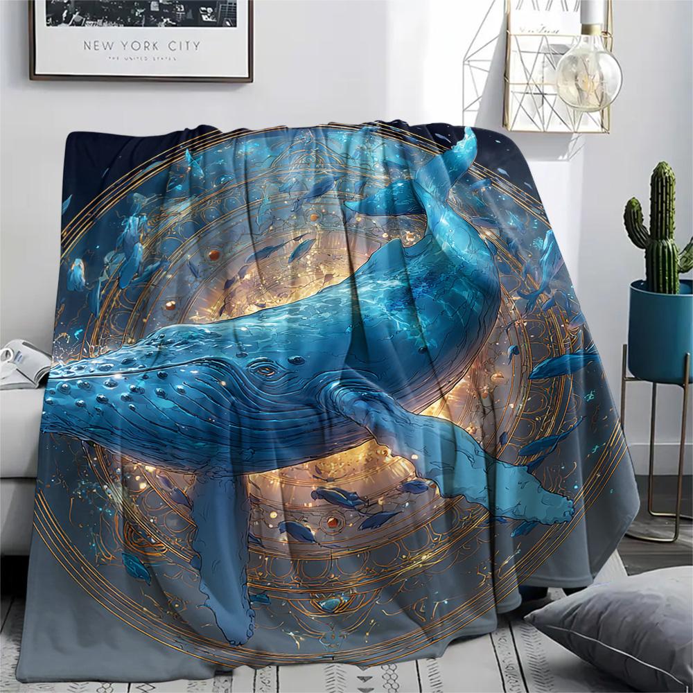 Dolphin Print Flannel Blanket, High quality Comfortable for All Seasons, Home Decor, Warmth and Comfort, Perfect for Christmas Gifts